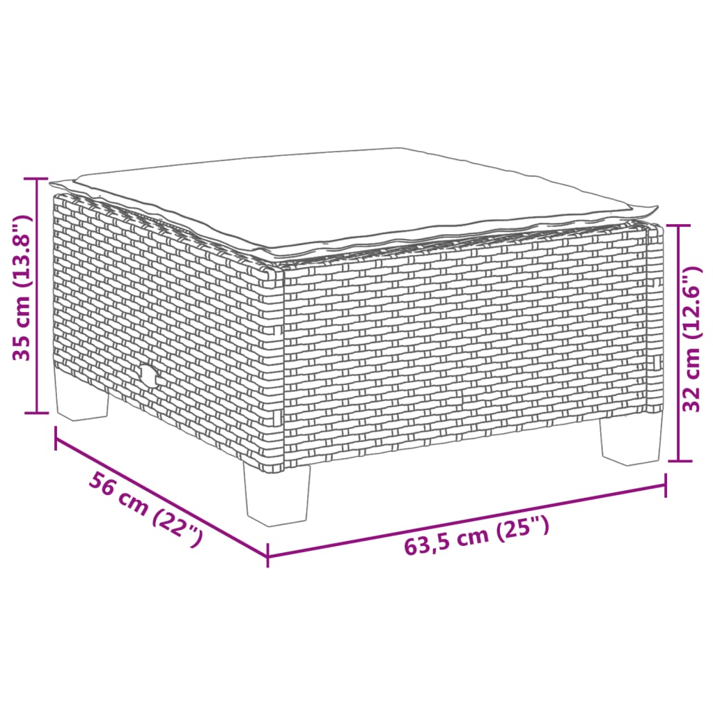 vidaXL 8-osaline aiadiivani komplekt patjadega, hall, polürotang