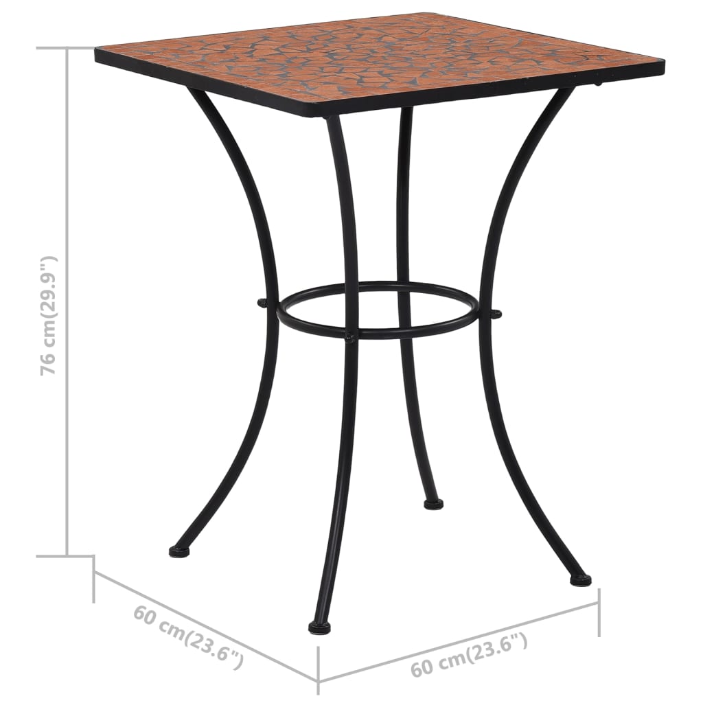 vidaXL 3-kohaline bistrookomplekt, keraamilised plaadid, terrakota