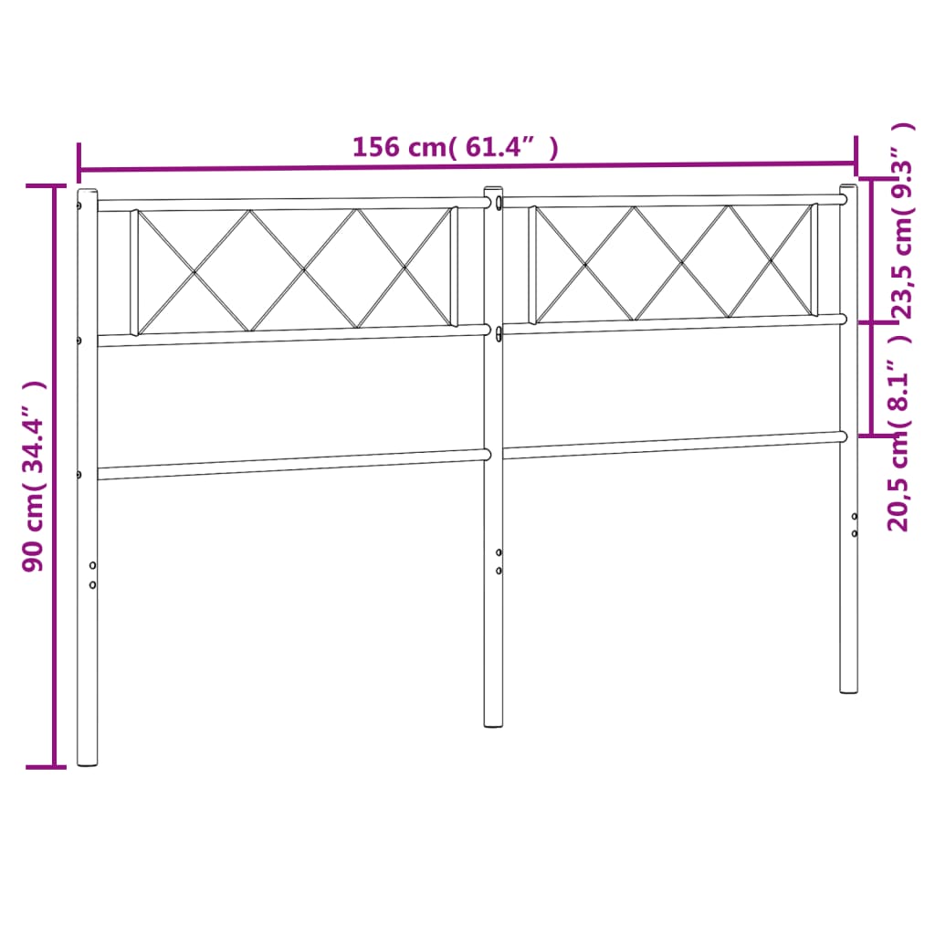 vidaXL metallist voodipeats, valge, 150 cm