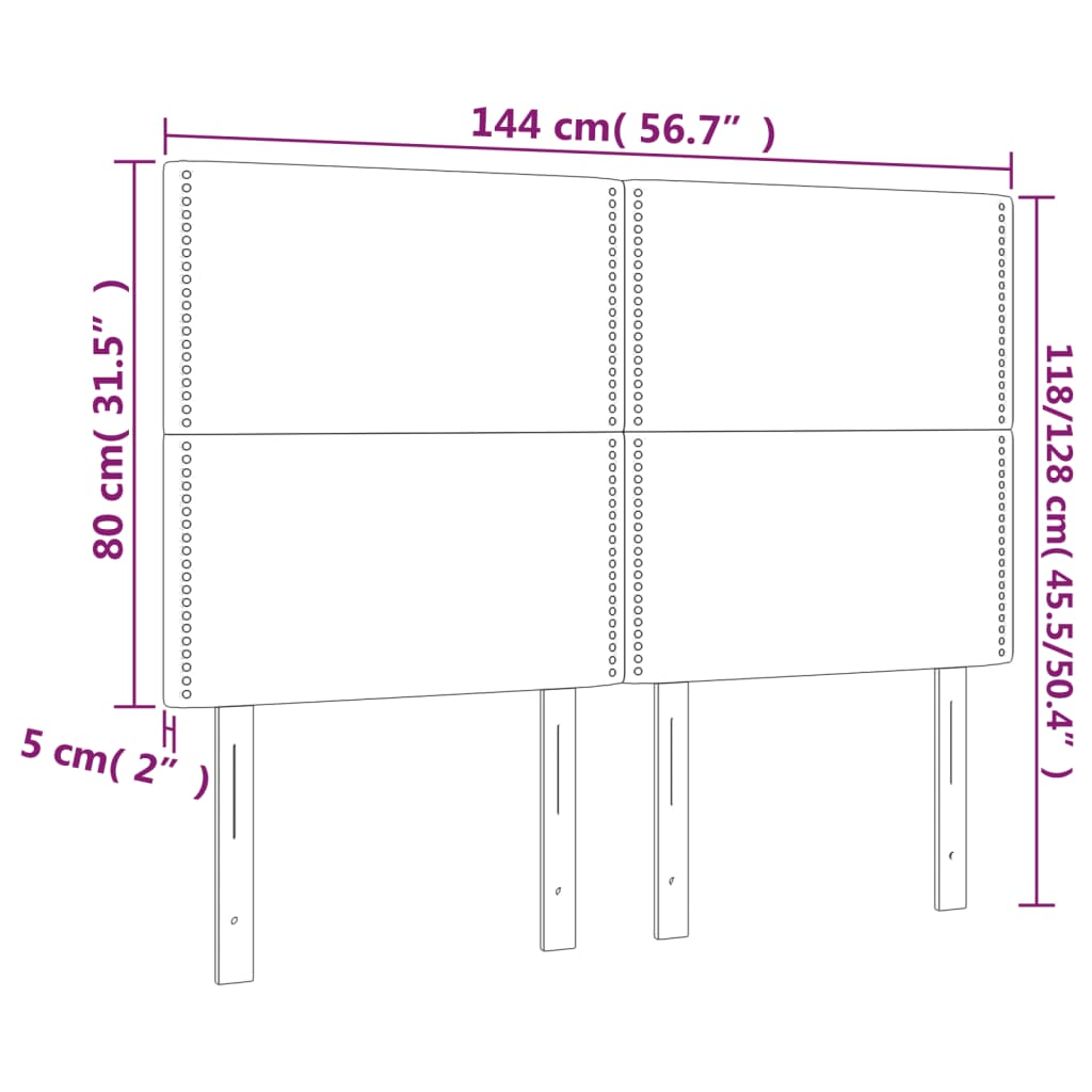 vidaXL LED-voodipeats, helehall, 144x5x118/128 cm, samet