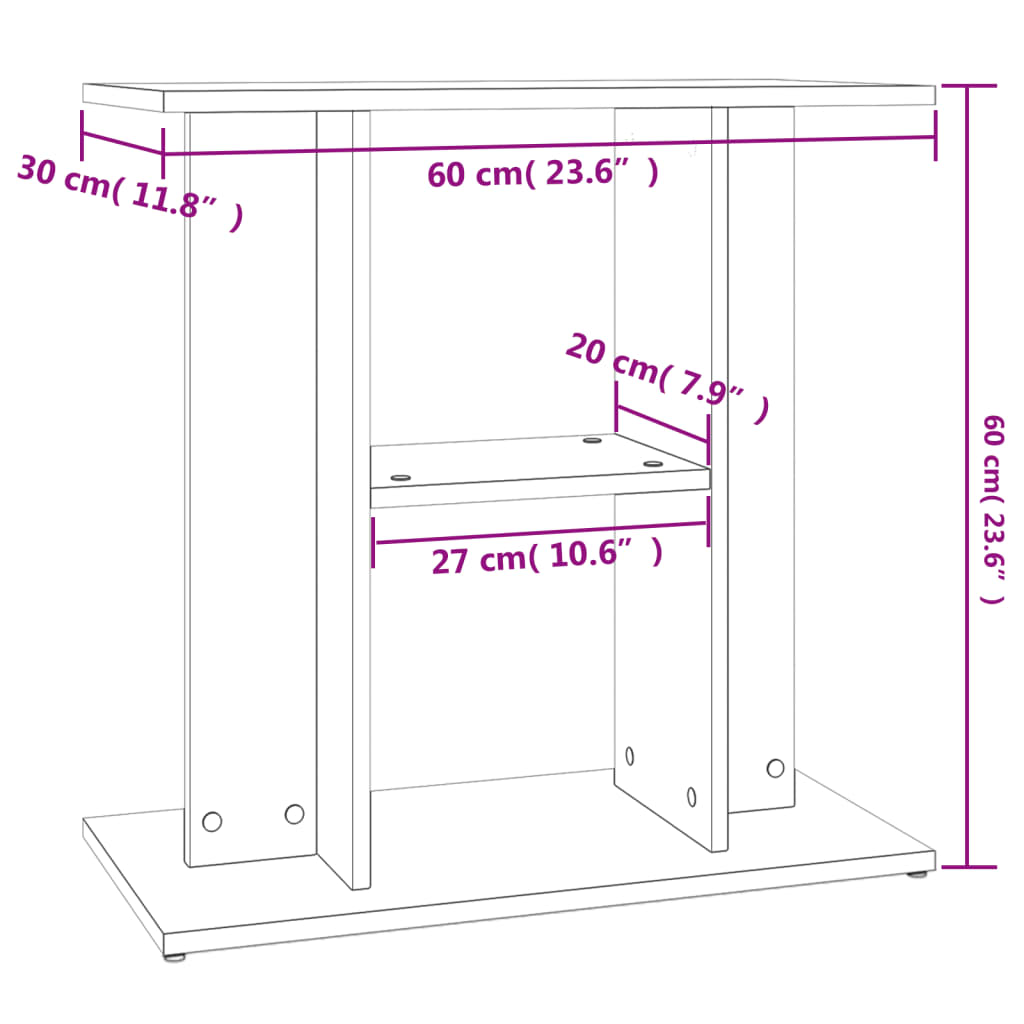 vidaXL akvaariumi alus, betoonhall, 60 x 30 x 60 cm, tehispuit