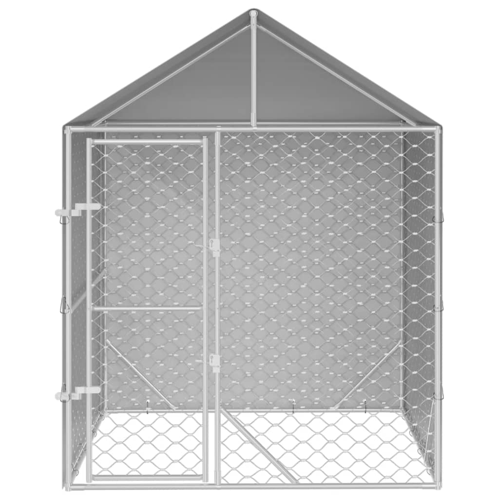 vidaXL katusega koeraaedik, hõbedane, 2x2x2,5 m, tsingitud teras