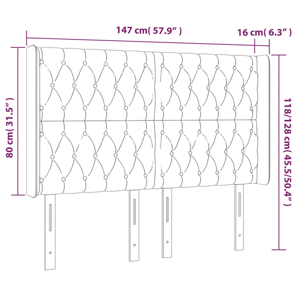 vidaXL LED-voodipeats, tumepruun, 147x16x118/128 cm, kangas