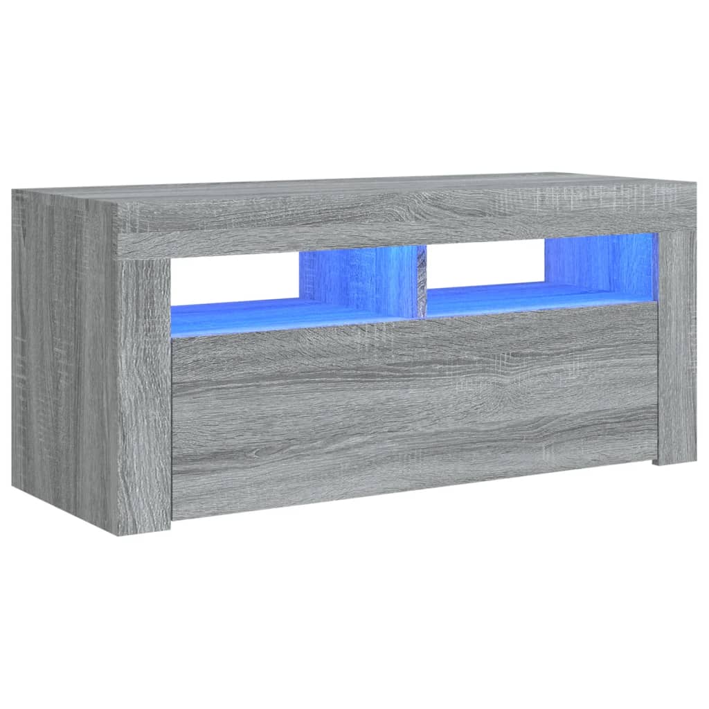 vidaXL telerialus LED-tuledega, hall Sonoma tamm, 90 x 35 x 40 cm