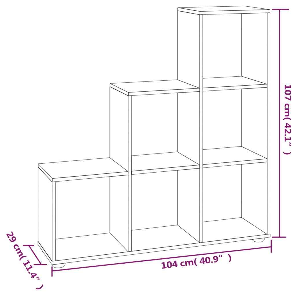 vidaXL trepi raamaturiiul, betoonhall, 107 cm, tehispuit