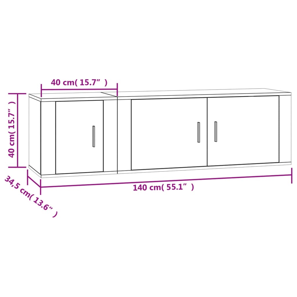 vidaXL 2-osaline telerikappide komplekt, betoonhall, tehispuit