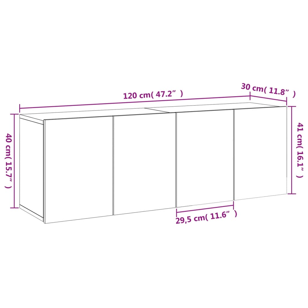 vidaXL seinale kinnitatavad telerikapid 2 tk, suitsutamm, 60x30x41 cm