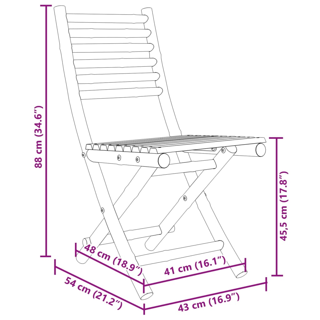 vidaXL kokkupandavad aiatoolid 8 tk, 43x54x88 cm, bambus