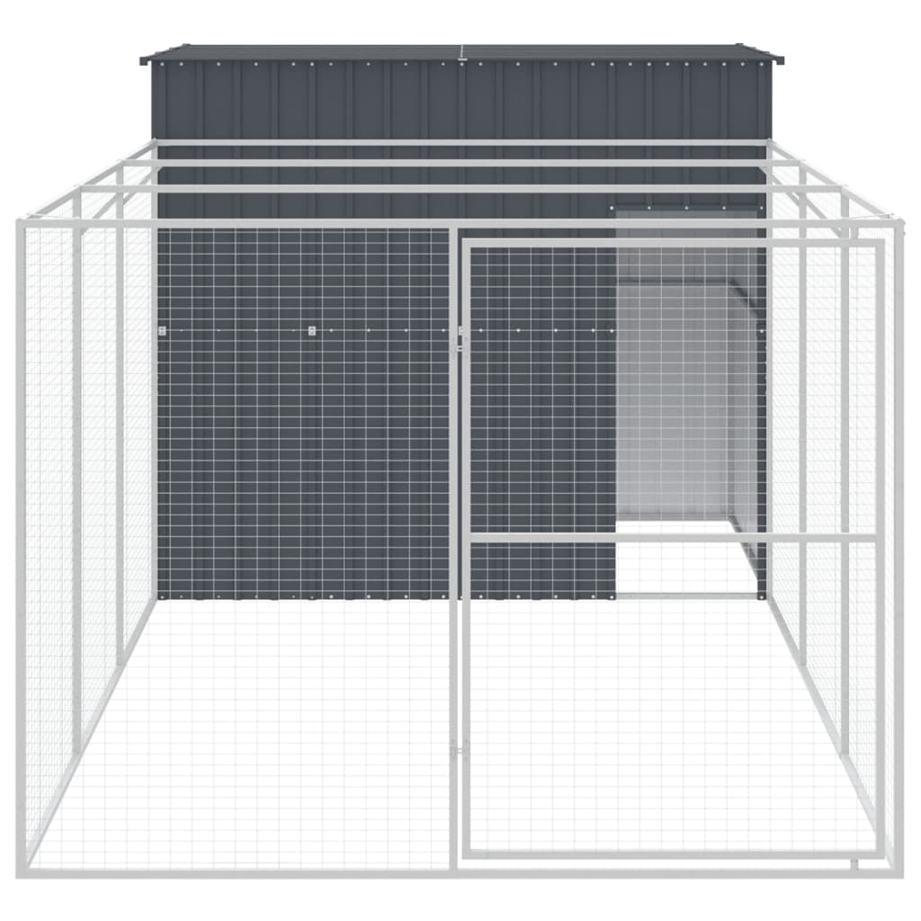 vidaXL koerakuut aedikuga, antratsiithall, 214x457x181 cm, teras