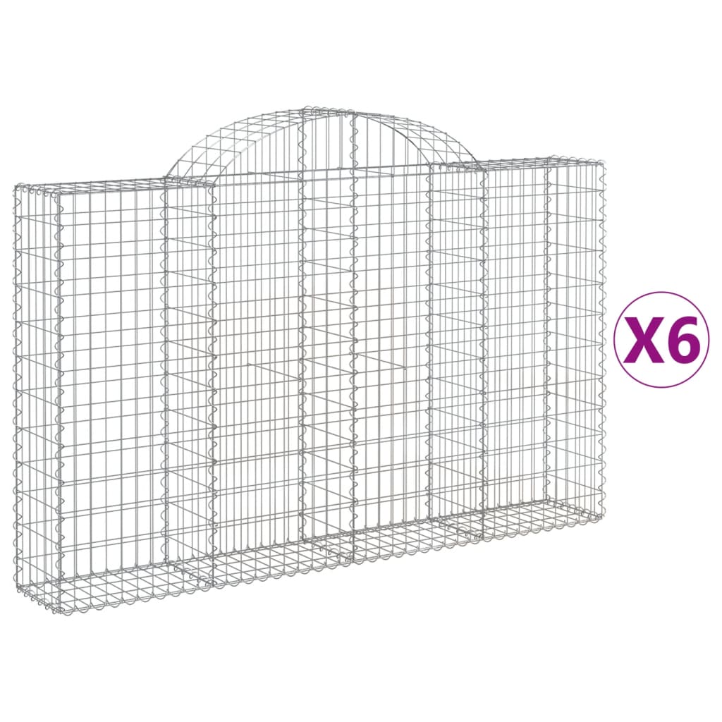 vidaXL kaarekujulised gabioonkorvid 6 tk, 200x30x120/140 cm, raud