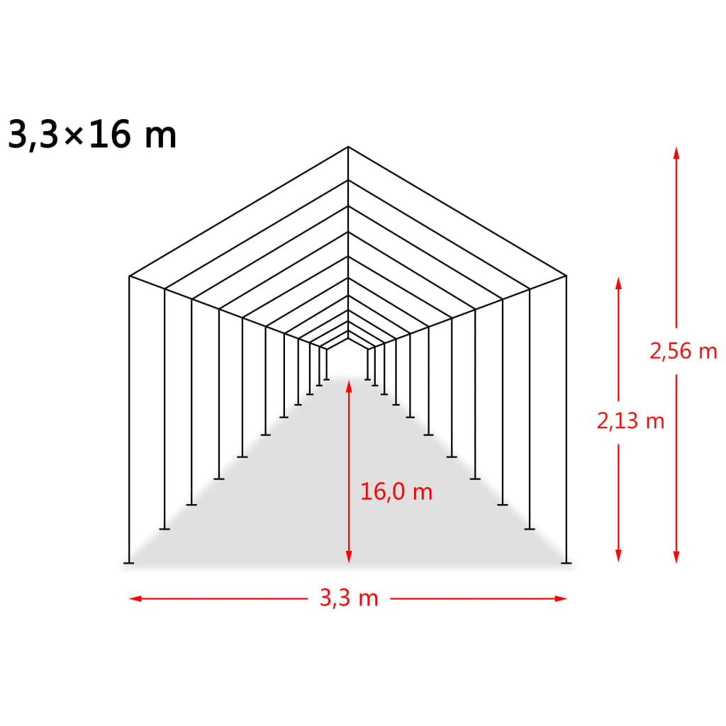 vidaXL eemaldatav loomatelk, PVC 550 g/m², 3,3 x 16 m, tumeroheline