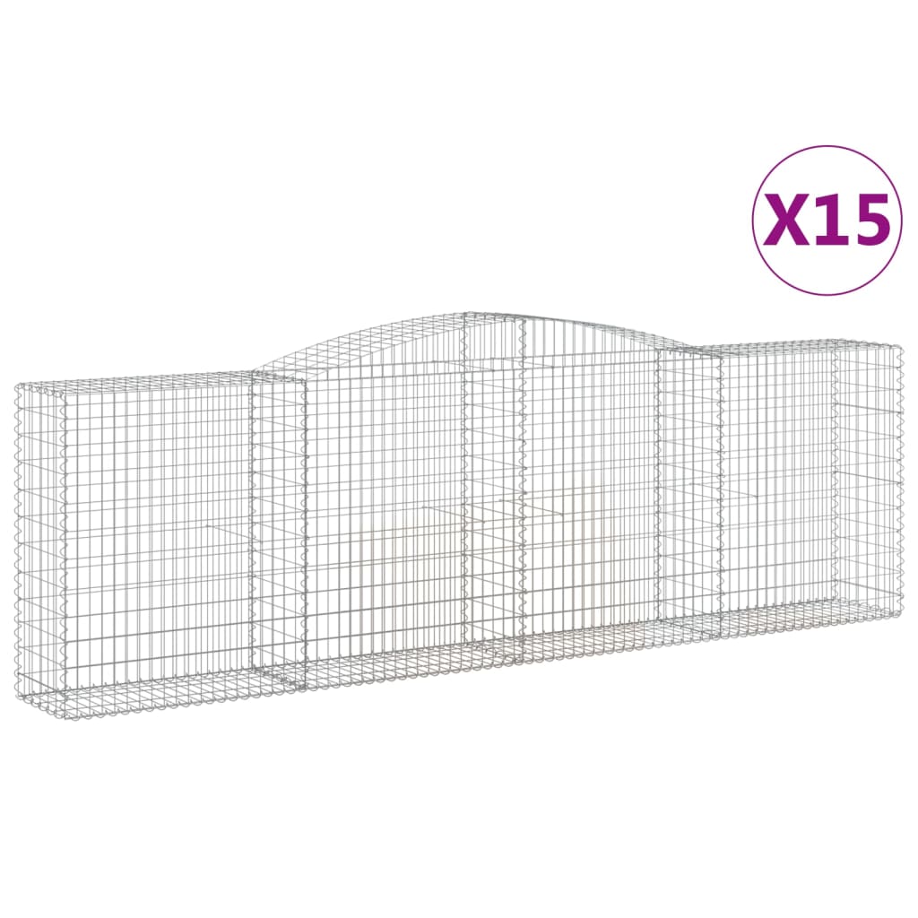 vidaXL kaarekujulised gabioonkorvid 15 tk, 400x50x120/140 cm, raud