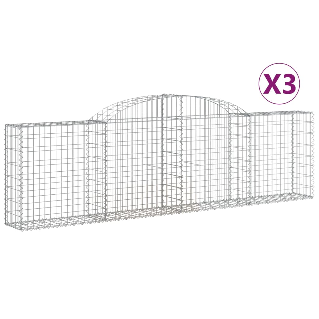 vidaXL kaarekujulised gabioonkorvid 3 tk, 300x30x80/100 cm, raud