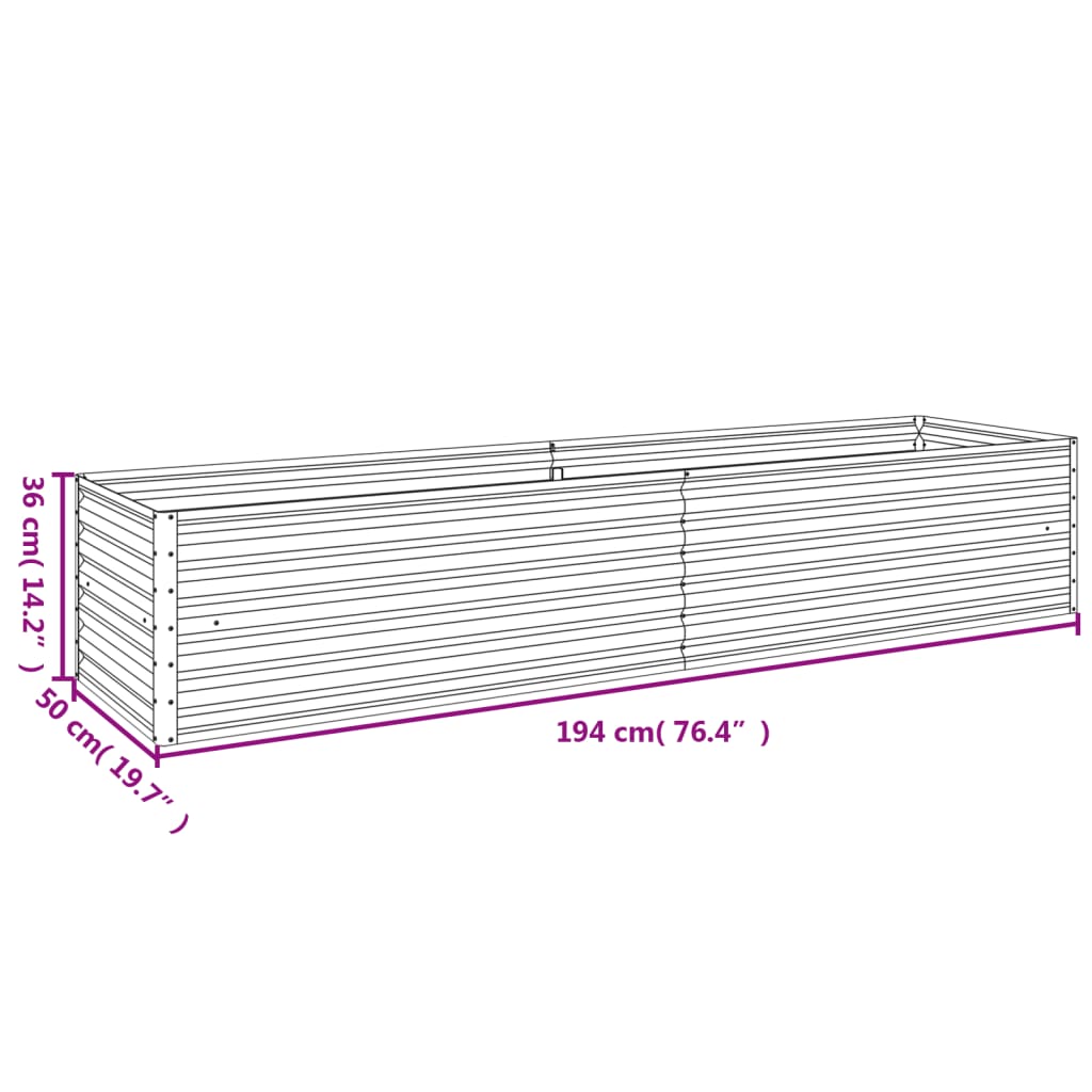 vidaXL taimekast, 194 x 50 x 36 cm, Corten-teras