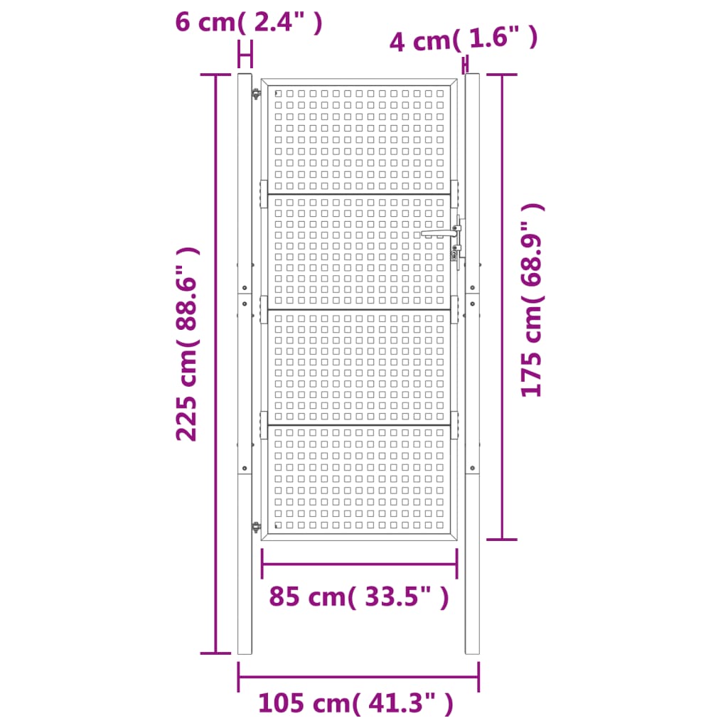 vidaXL aiavärav, antratsiithall, 105 x 225 cm, teras