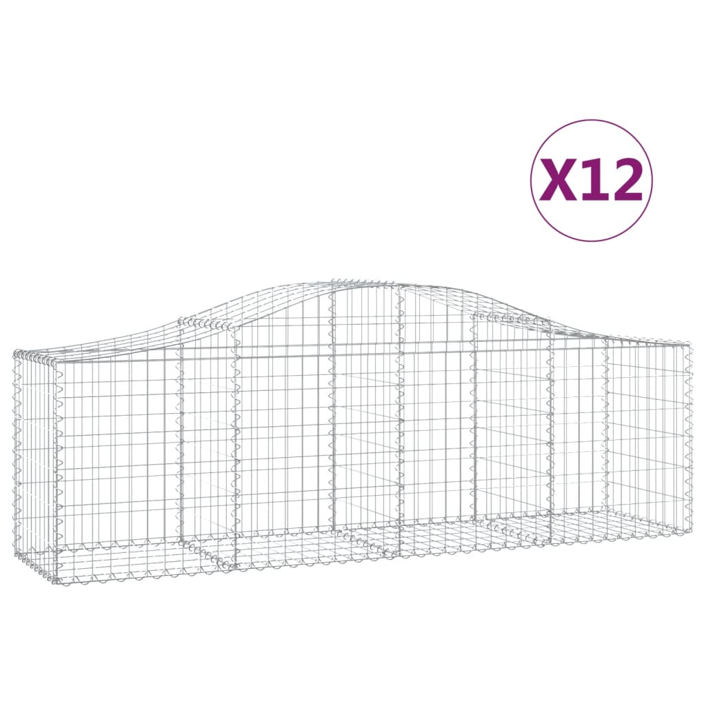 vidaXL kaarekujulised gabioonkorvid 12 tk, 200x50x60/80 cm, raud