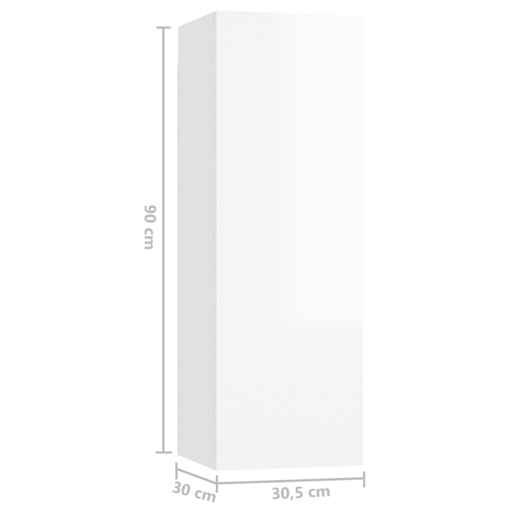 vidaXL telerikapid 4 tk kõrgläige, valge, 30,5x30x90 cm tehispuit