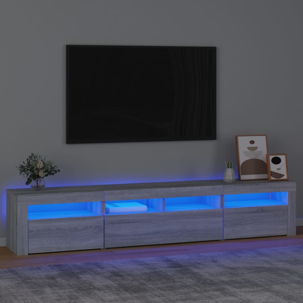 vidaXL telerialus LED-tuledega, hall Sonoma tamm, 210x35x40 cm