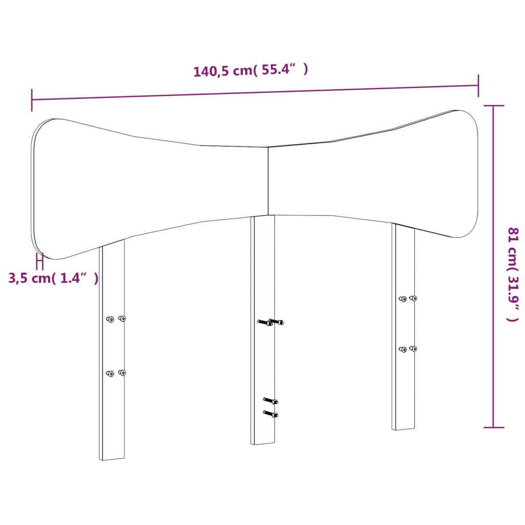 vidaXL voodipeats, vahapruun, 135 cm, männipuit