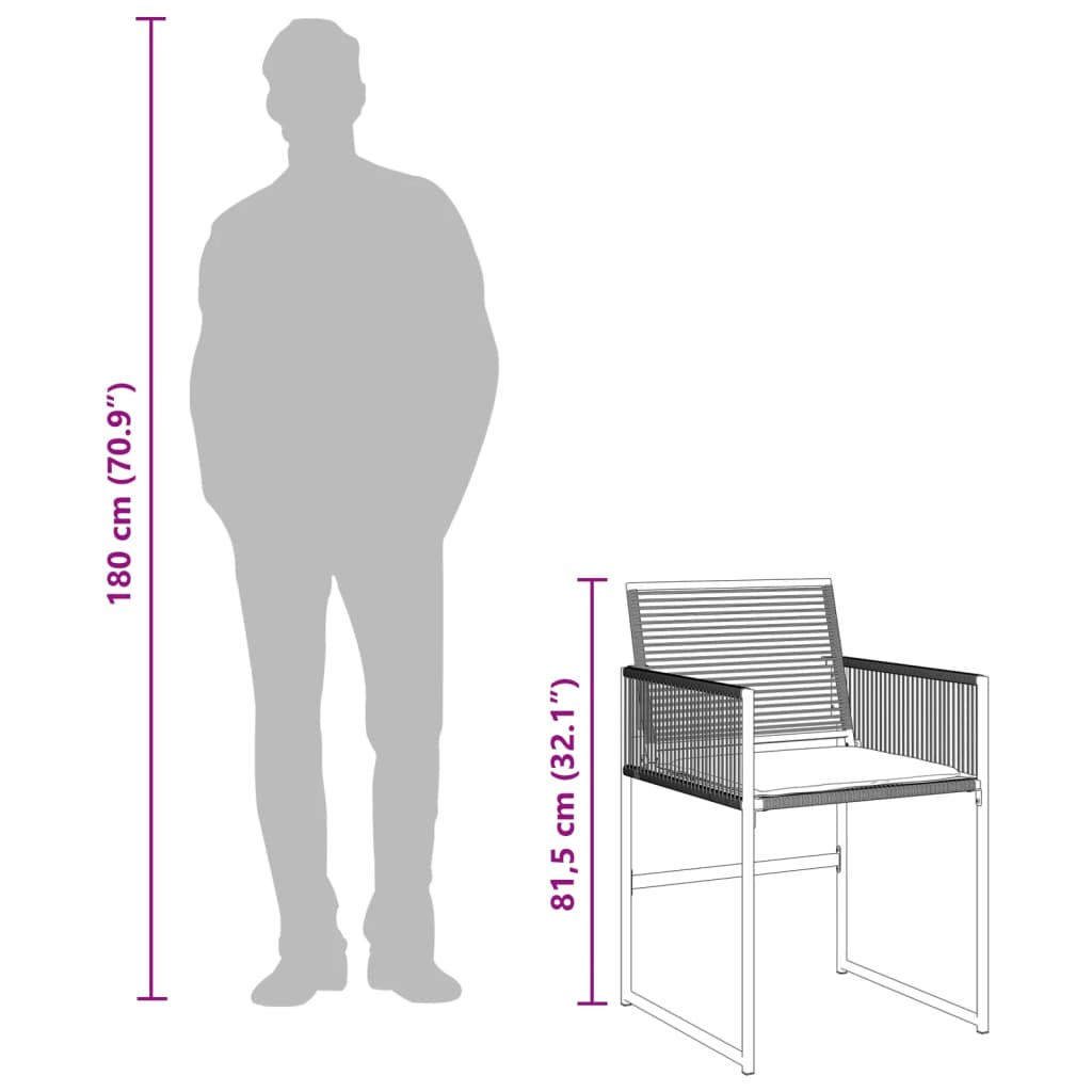 vidaXL aiatoolid patjadega 4 tk, must, polürotang