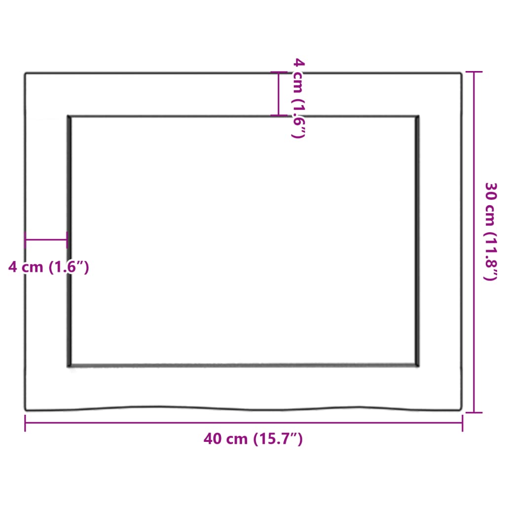 vidaXL seinariiul, 40x30x(2-6) cm, töötlemata tammepuit