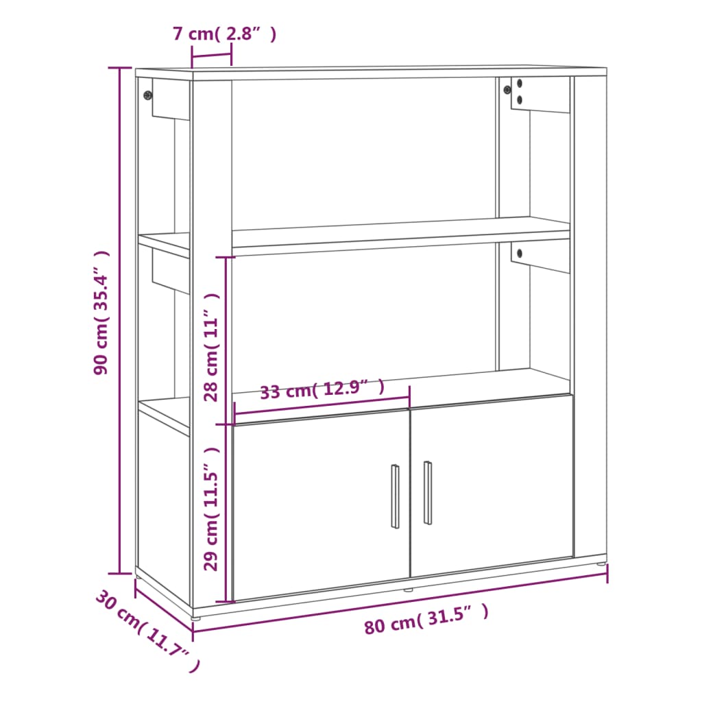 vidaXL puhvetkapp, must, 80 x 30 x 90 cm, tehispuit