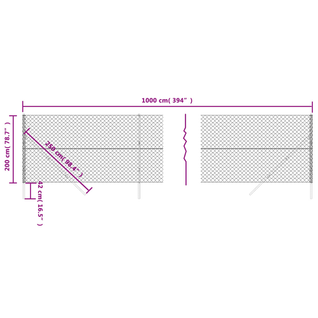 vidaXL võrkaed, antratsiithall, 2 x 10 m