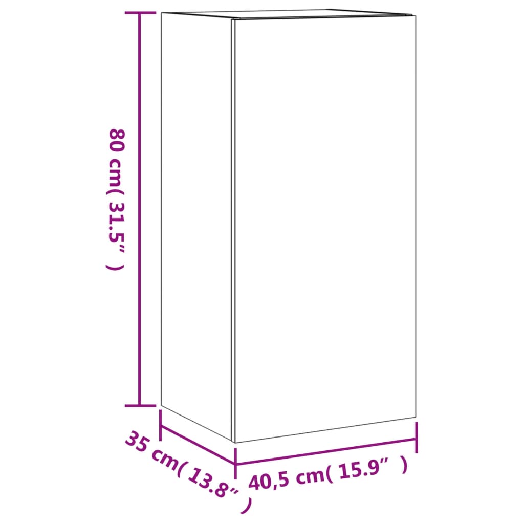 vidaXL teleri seinakapp LED-tuledega, valge, 40,5 x 35 x 80 cm