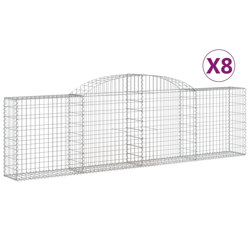 vidaXL kaarekujulised gabioonkorvid 8 tk, 300x30x80/100 cm, raud