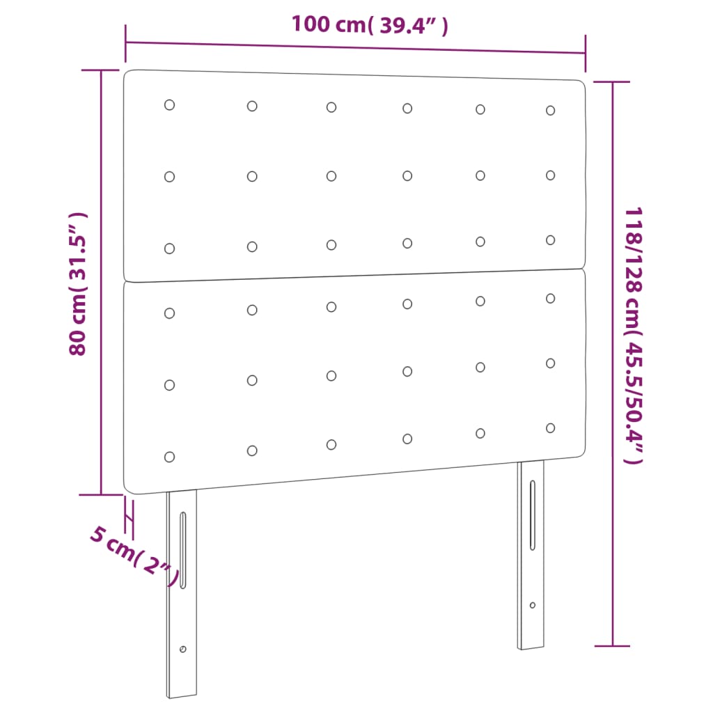 vidaXL voodipeatsid 2 tk, helehall, 100x5x78/88 cm, kangas