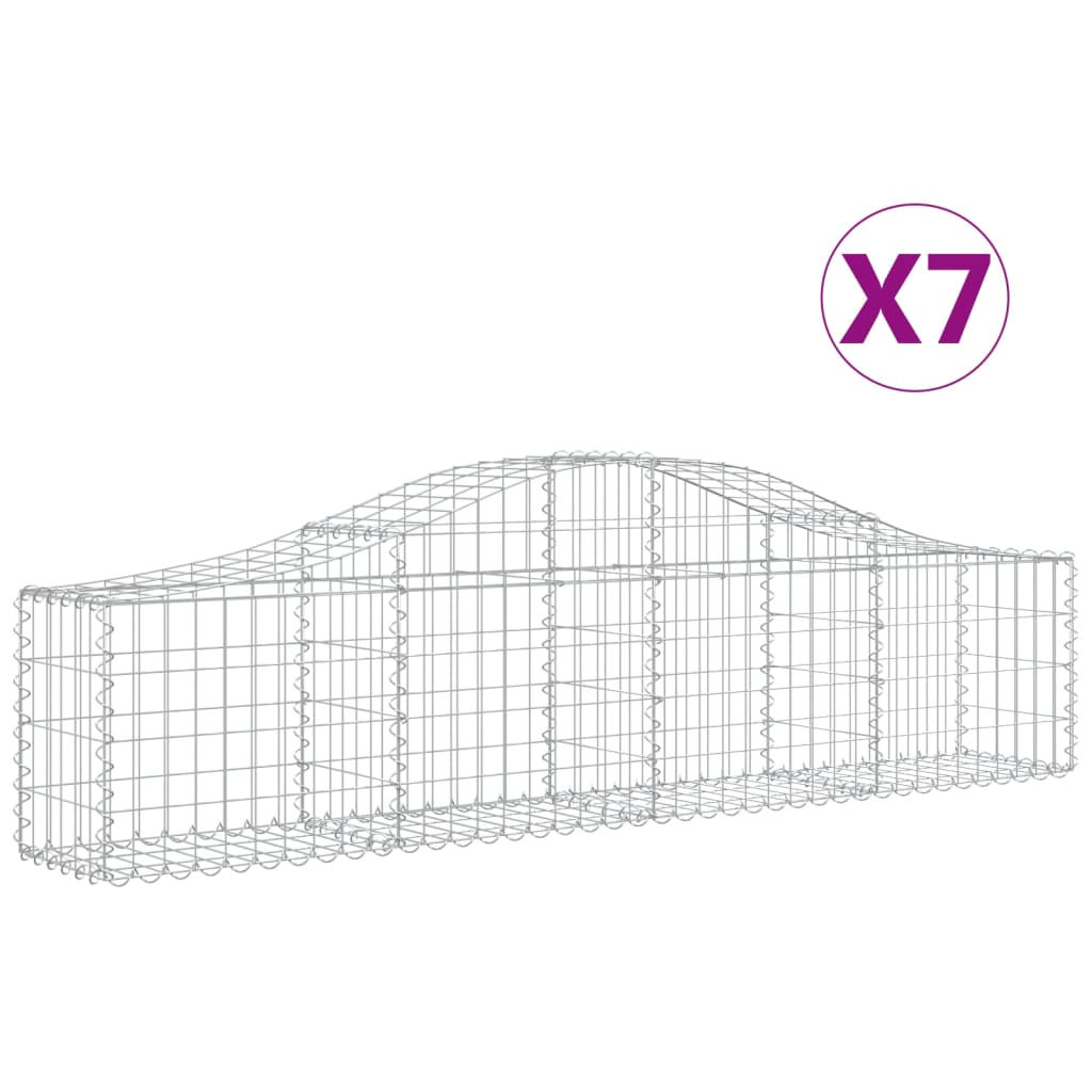 vidaXL kaarekujulised gabioonkorvid 7 tk, 200x30x40/60 cm, raud