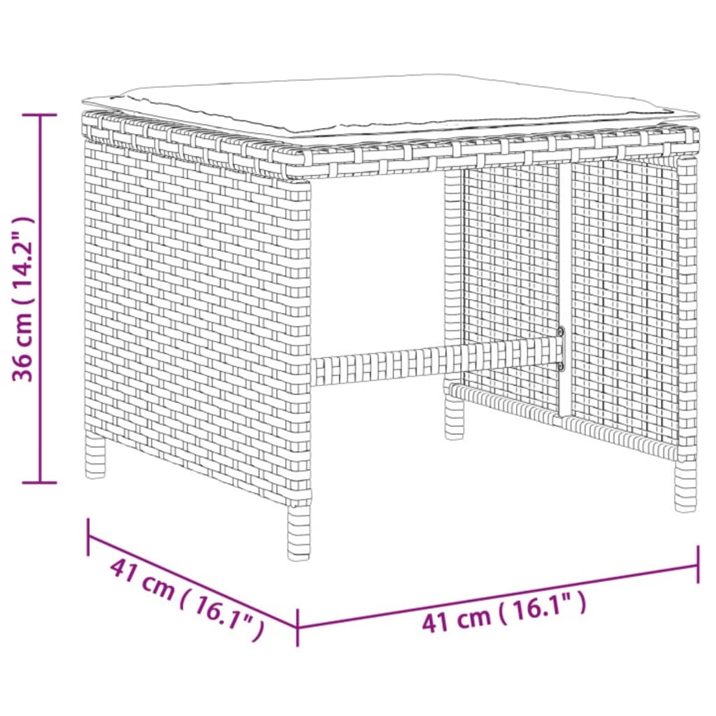 vidaXL 9-osaline aiamööbli komplekt patjadega, hall, polürotang