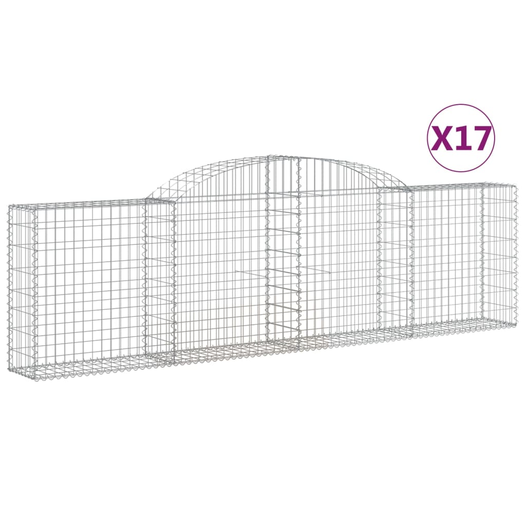 vidaXL kaarekujulised gabioonkorvid 17 tk, 300x30x80/100 cm, raud