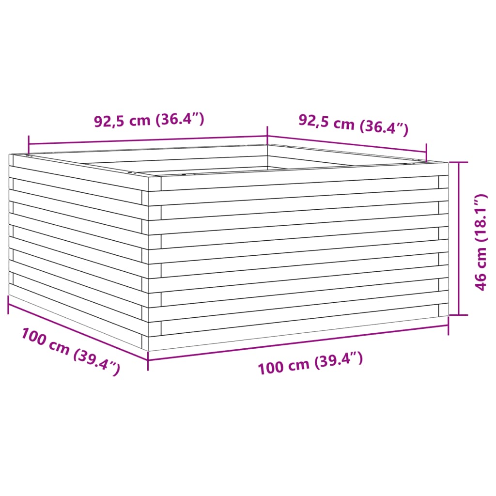 vidaXL aia taimekast, 100x100x46 cm, männipuit