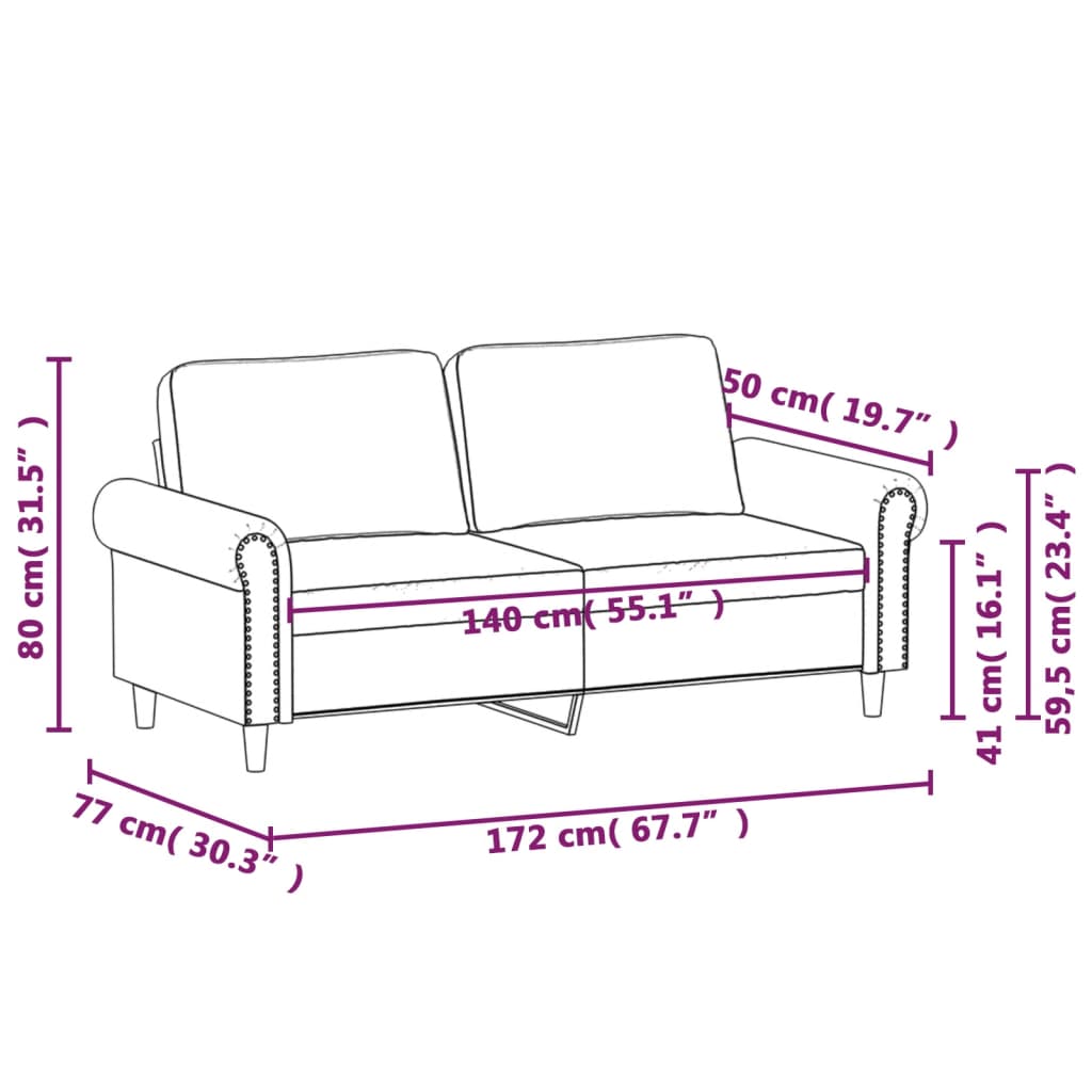 vidaXL 2-kohaline diivan, tumehall, 140 cm, samet