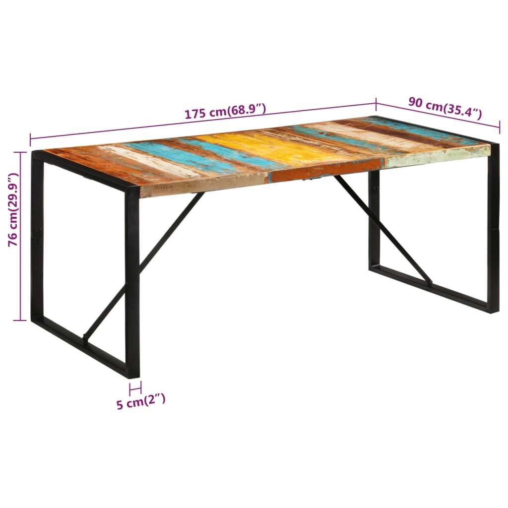 vidaXL söögilaud, 175x90x76 cm, taastatud puit