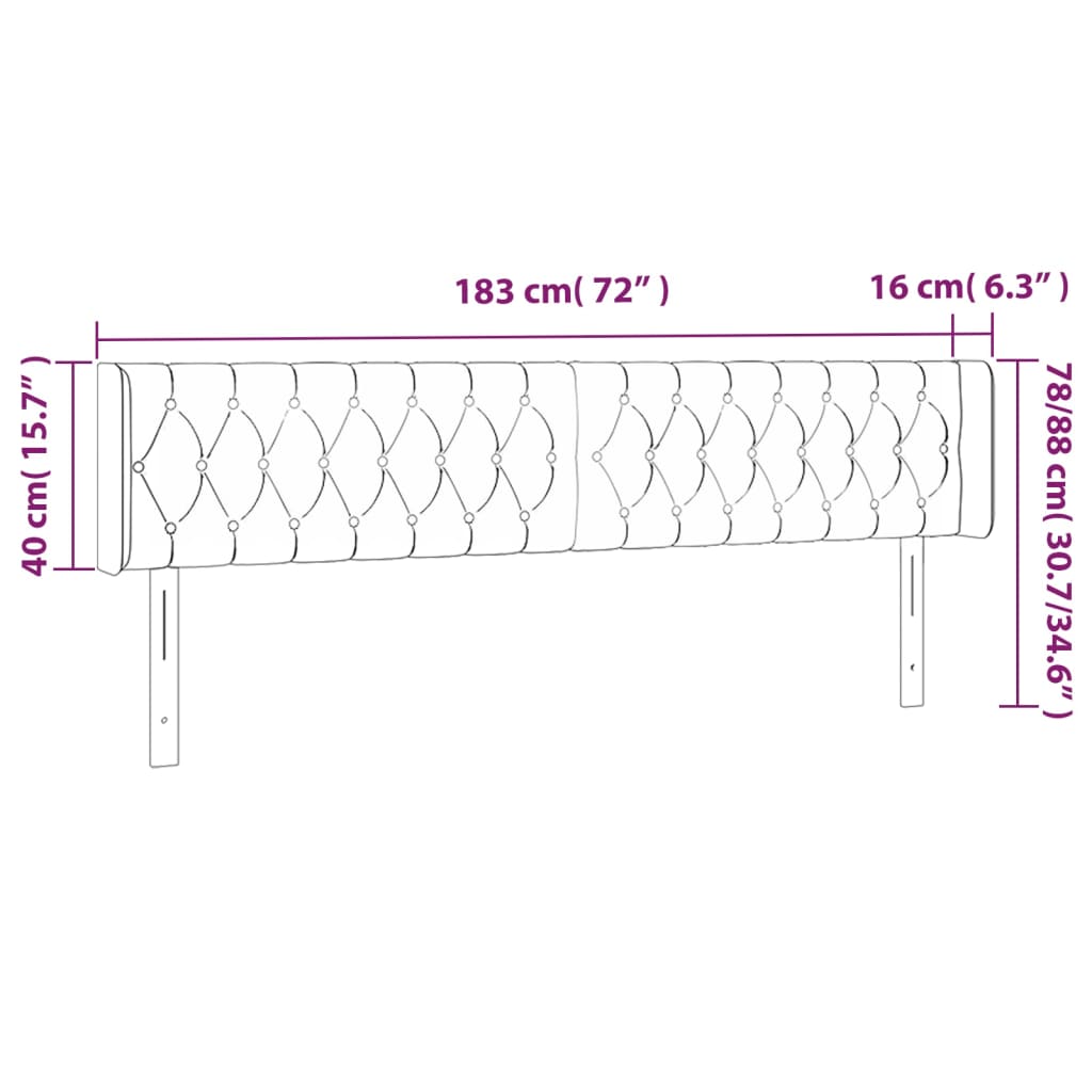 vidaXL LED-voodipeats, helehall, 183x16x78/88 cm, kangas