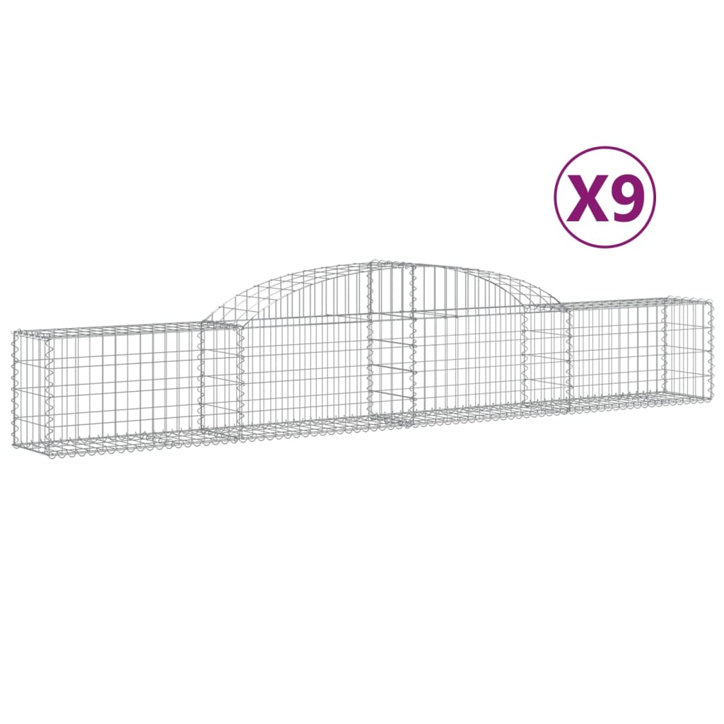 vidaXL kaarekujulised gabioonkorvid 9 tk, 300x30x40/60 cm, raud