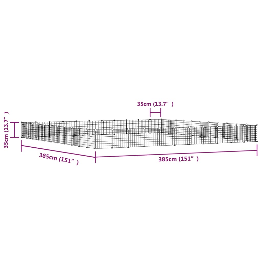 vidaXL 44 paneeliga lemmiklooma aedik uksega, must, 35 x 35 cm, teras
