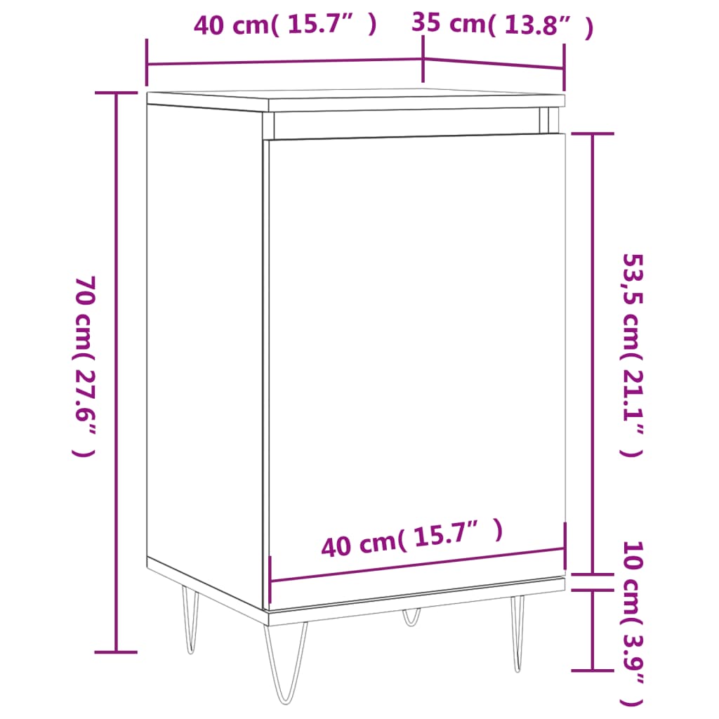 vidaXL puhvetkapid 2 tk, valge, 40 x 35 x 70 cm, tehispuit