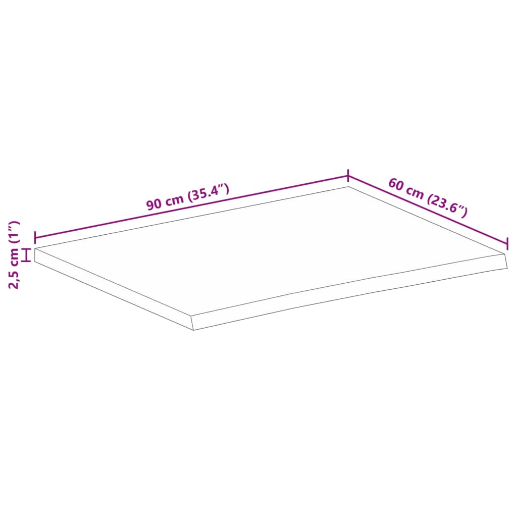 vidaXL lauaplaat, naturaalse servaga, 90 x 60 x 2,5 cm, mangopuit