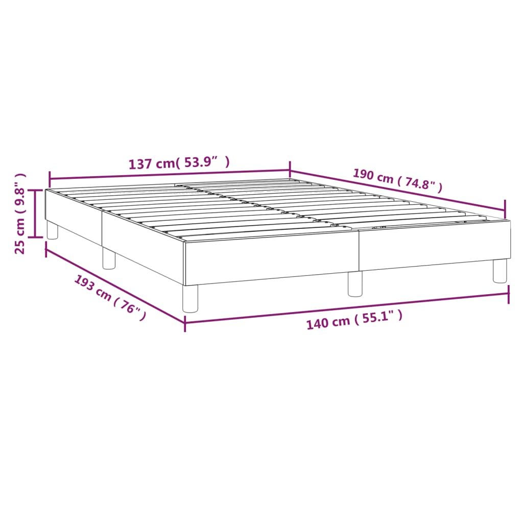 vidaXL voodiraam, tumeroheline, 140 x 190 cm, samet