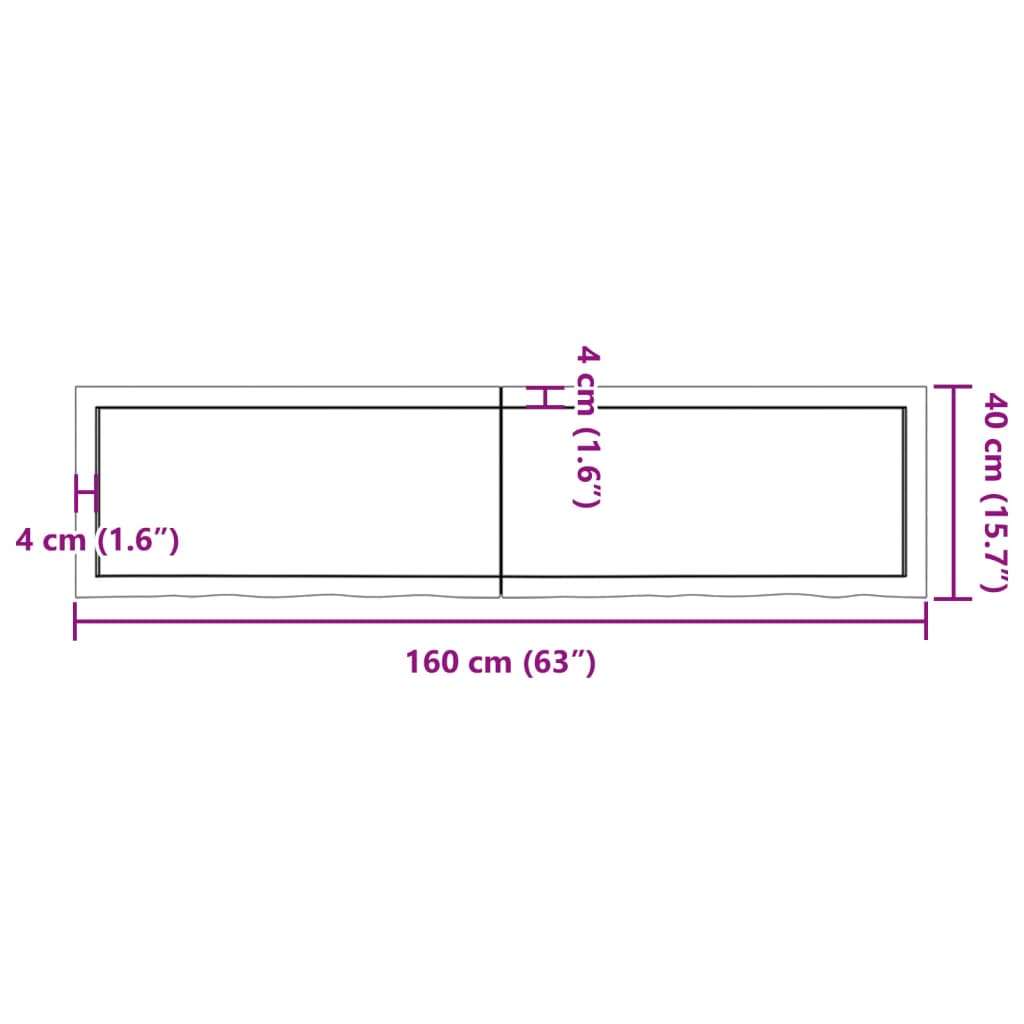 vidaXL seinariiul, tumepruun, 160x40x(2-6) cm, töödeldud tammepuit