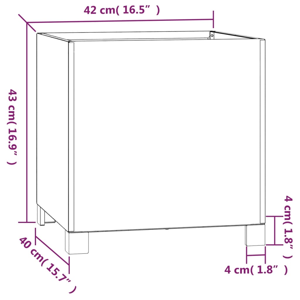 vidaXL jalgadega taimekastid, 2 tk, rooste, 42x40x43 cm, Corten teras