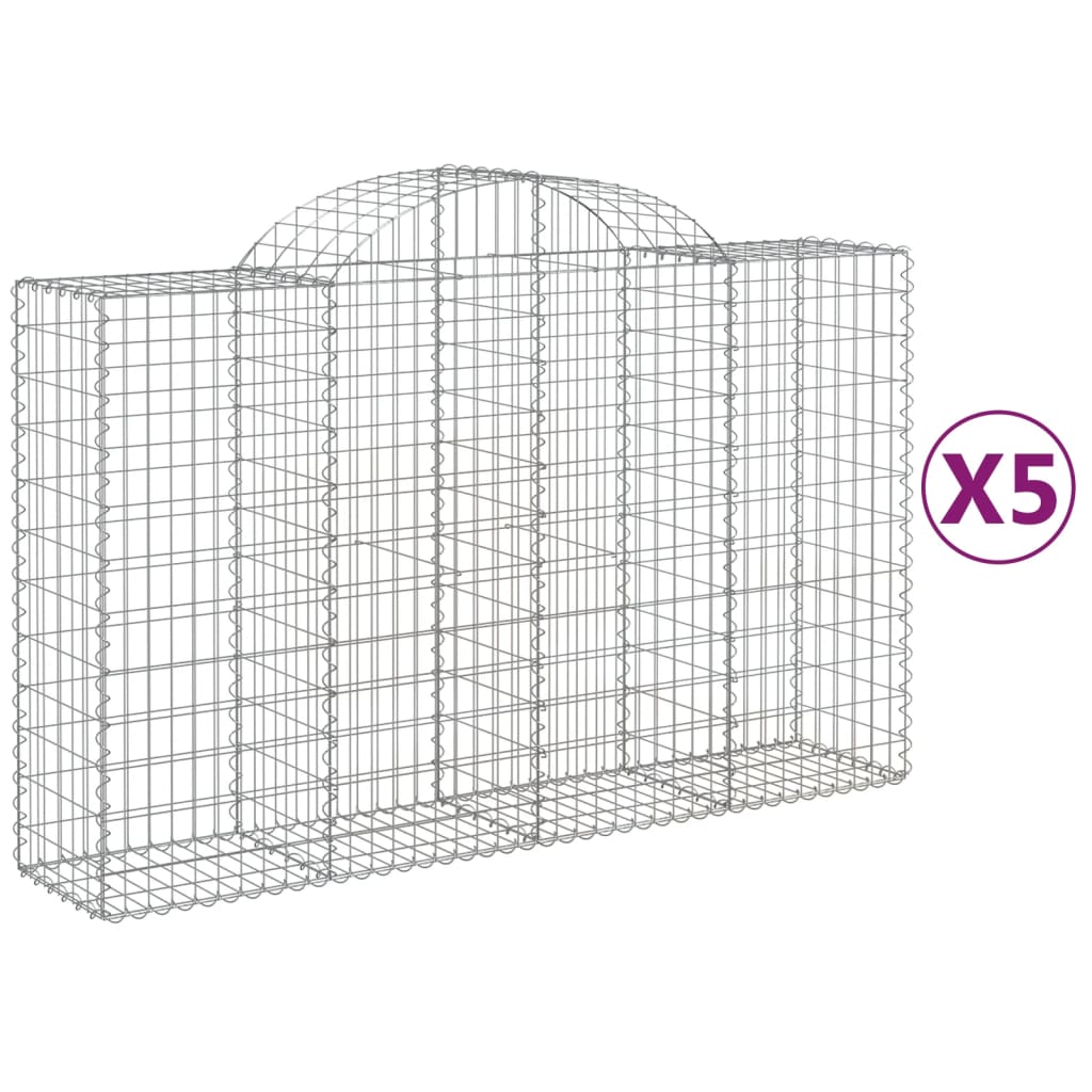 vidaXL kaarekujulised gabioonkorvid 5 tk, 200x50x120/140 cm, raud