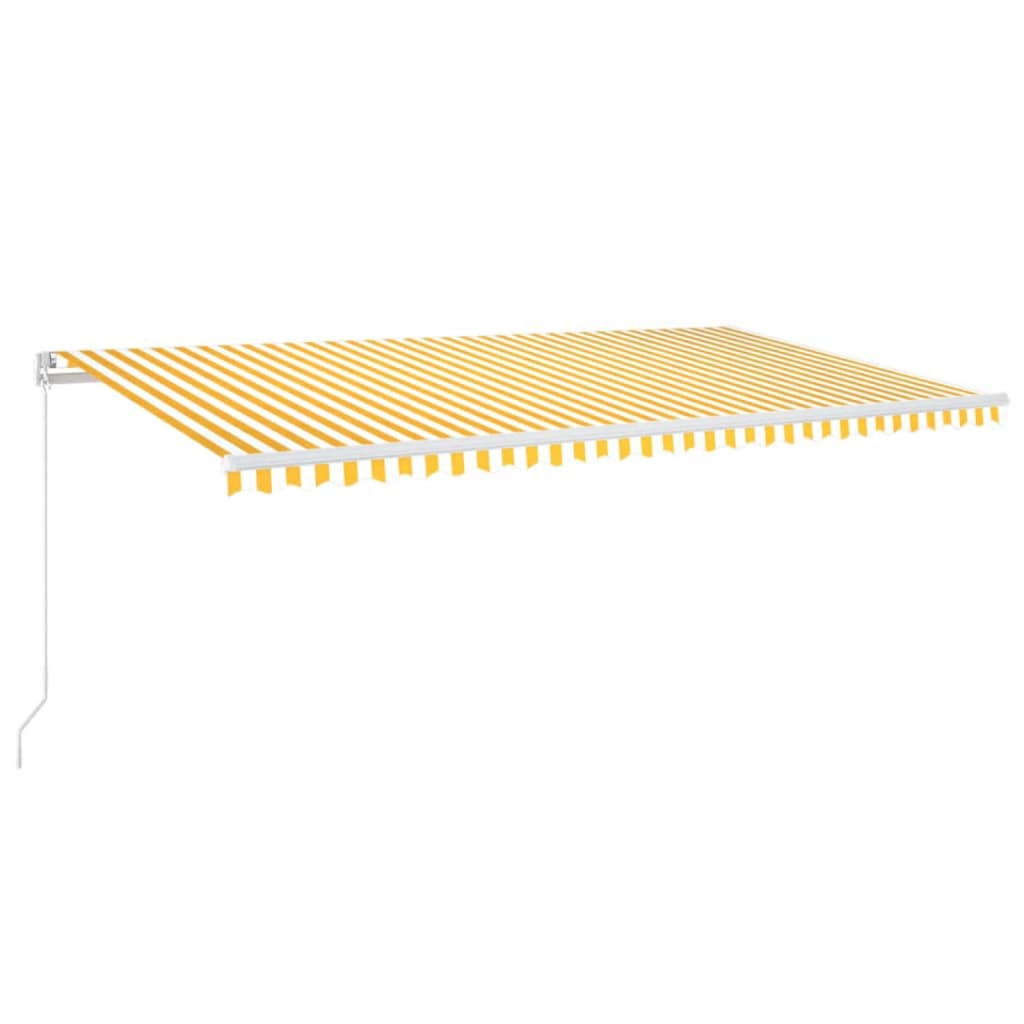 vidaXL käsitsi sissetõmmatav varikatus LED, 600x300 cm, kollane, valge