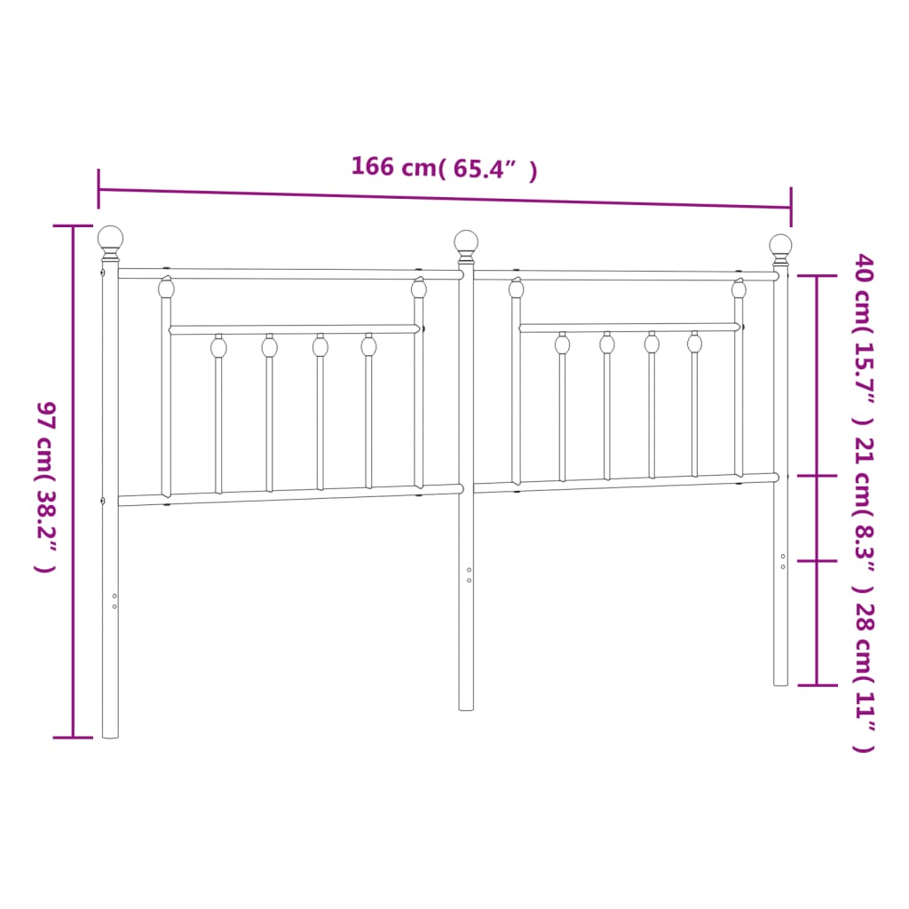 vidaXL metallist voodipeats, valge, 160 cm