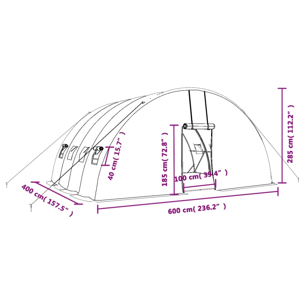 vidaXL kasvuhoone terasraamiga, roheline, 24 m², 6x4x2,85 m