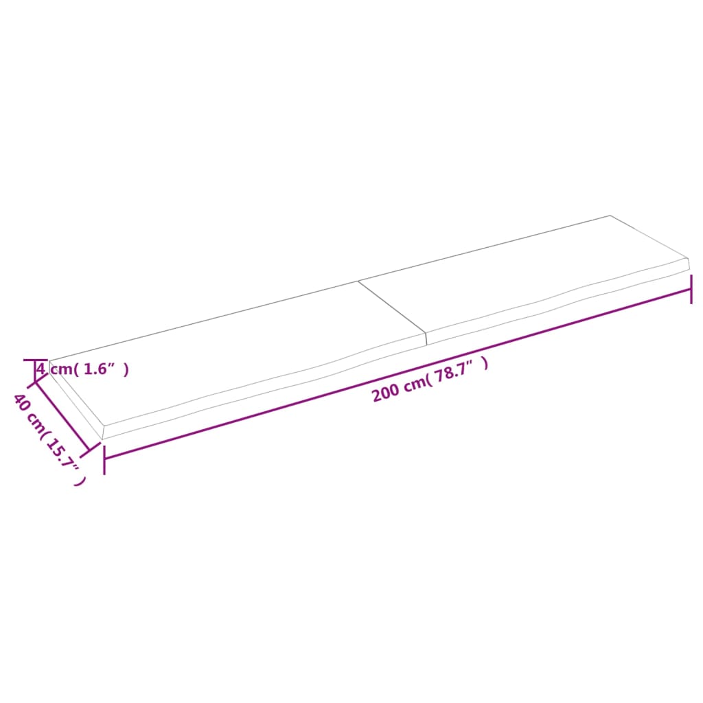 vidaXL seinariiul, tumepruun, 200x40x(2-4) cm, töödeldud tammepuit