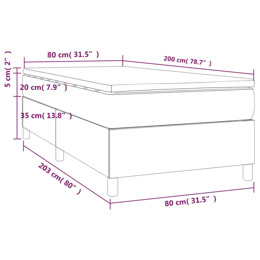 vidaXL kontinentaalvoodi madratsiga, must, 80x200 cm, samet